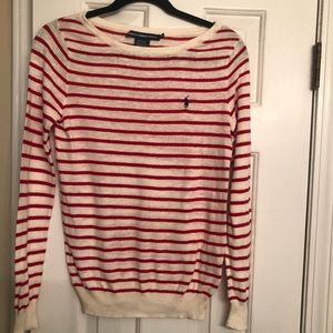 Ralph Lauren Polo Red and Cream Striped Sweater